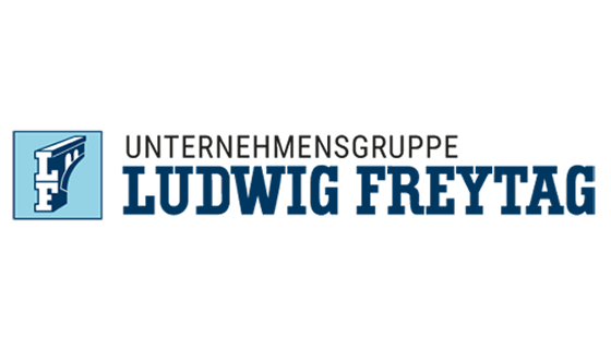 Farbiges Logo der Unternehmensgruppe Ludwig Freytag mit LF-Symbol und Schriftzug